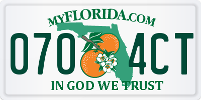 FL license plate 0704CT