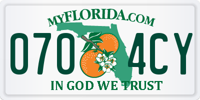 FL license plate 0704CY