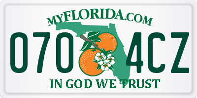 FL license plate 0704CZ