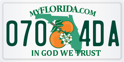 FL license plate 0704DA