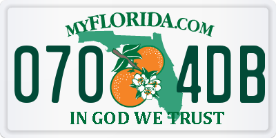 FL license plate 0704DB