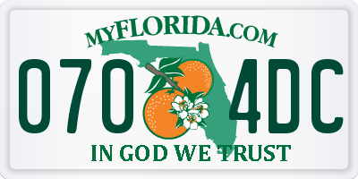 FL license plate 0704DC