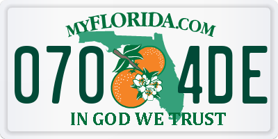 FL license plate 0704DE