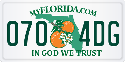FL license plate 0704DG