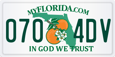 FL license plate 0704DV