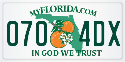 FL license plate 0704DX