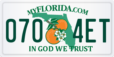 FL license plate 0704ET