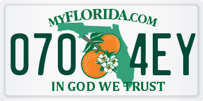 FL license plate 0704EY
