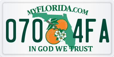 FL license plate 0704FA