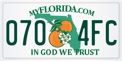 FL license plate 0704FC