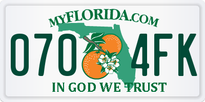 FL license plate 0704FK