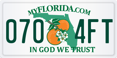 FL license plate 0704FT