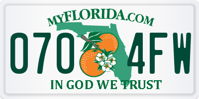 FL license plate 0704FW