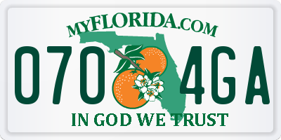FL license plate 0704GA