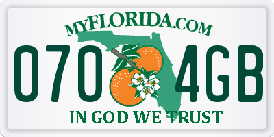FL license plate 0704GB