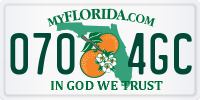 FL license plate 0704GC