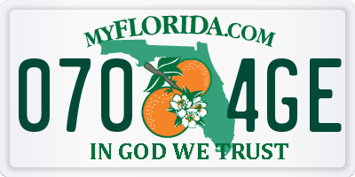 FL license plate 0704GE