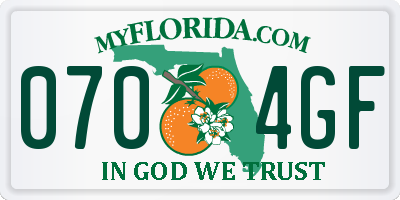 FL license plate 0704GF
