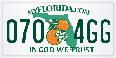 FL license plate 0704GG