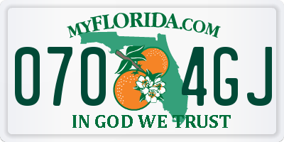 FL license plate 0704GJ