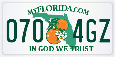 FL license plate 0704GZ