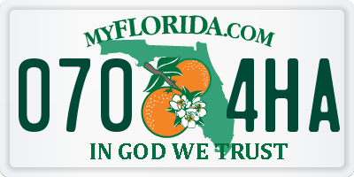 FL license plate 0704HA
