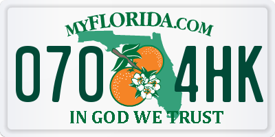 FL license plate 0704HK