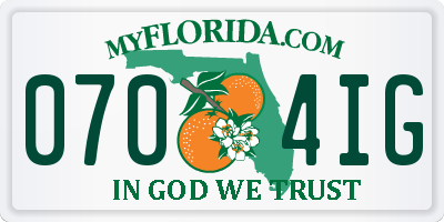 FL license plate 0704IG