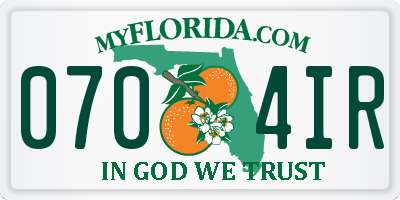 FL license plate 0704IR