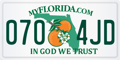 FL license plate 0704JD