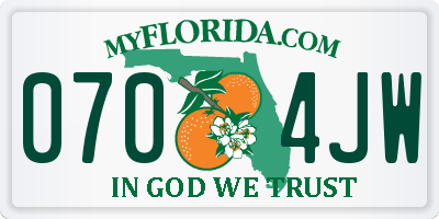 FL license plate 0704JW