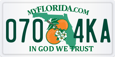 FL license plate 0704KA