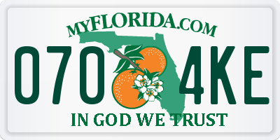 FL license plate 0704KE