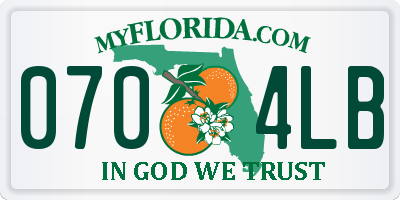 FL license plate 0704LB