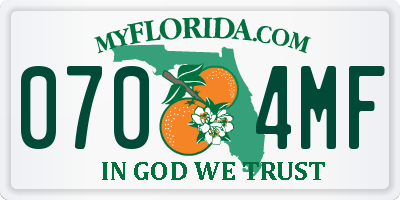 FL license plate 0704MF
