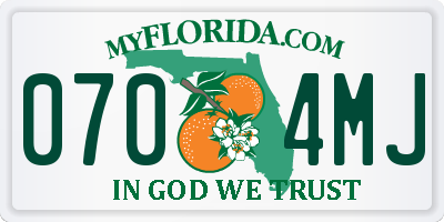 FL license plate 0704MJ