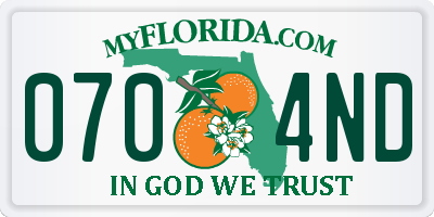 FL license plate 0704ND