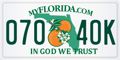 FL license plate 0704OK