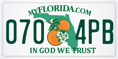 FL license plate 0704PB
