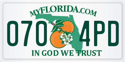 FL license plate 0704PD