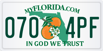 FL license plate 0704PF