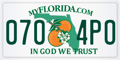 FL license plate 0704PO