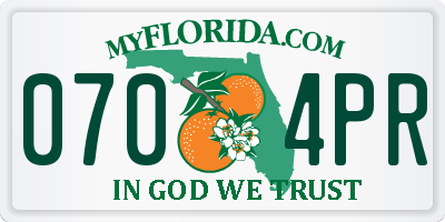 FL license plate 0704PR