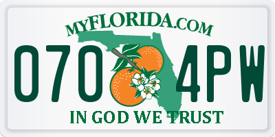 FL license plate 0704PW
