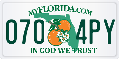 FL license plate 0704PY