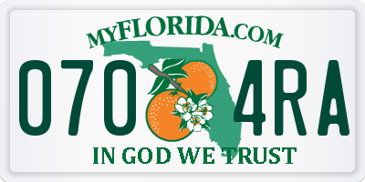 FL license plate 0704RA