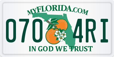 FL license plate 0704RI