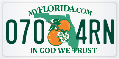 FL license plate 0704RN