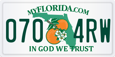 FL license plate 0704RW