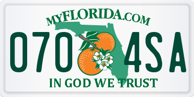 FL license plate 0704SA